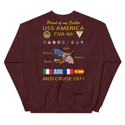 USS America (CVA-66) 1971 Cruise Sweatshirt - FAMILY