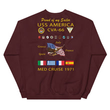 Load image into Gallery viewer, USS America (CVA-66) 1971 Cruise Sweatshirt - FAMILY