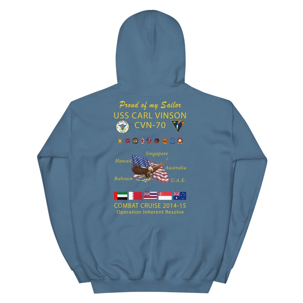 USS Carl Vinson (CVN-70) 2014-15 Cruise Hoodie - FAMILY