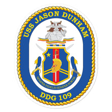 Load image into Gallery viewer, USS Jason Dunham (DDG-109) Ship&#39;s Crest Vinyl Sticker