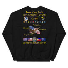 Load image into Gallery viewer, USS Constellation (CV-64) 1987 Cruise Sweatshirt - FAMILY