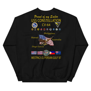 USS Constellation (CV-64) 1987 Cruise Sweatshirt - FAMILY