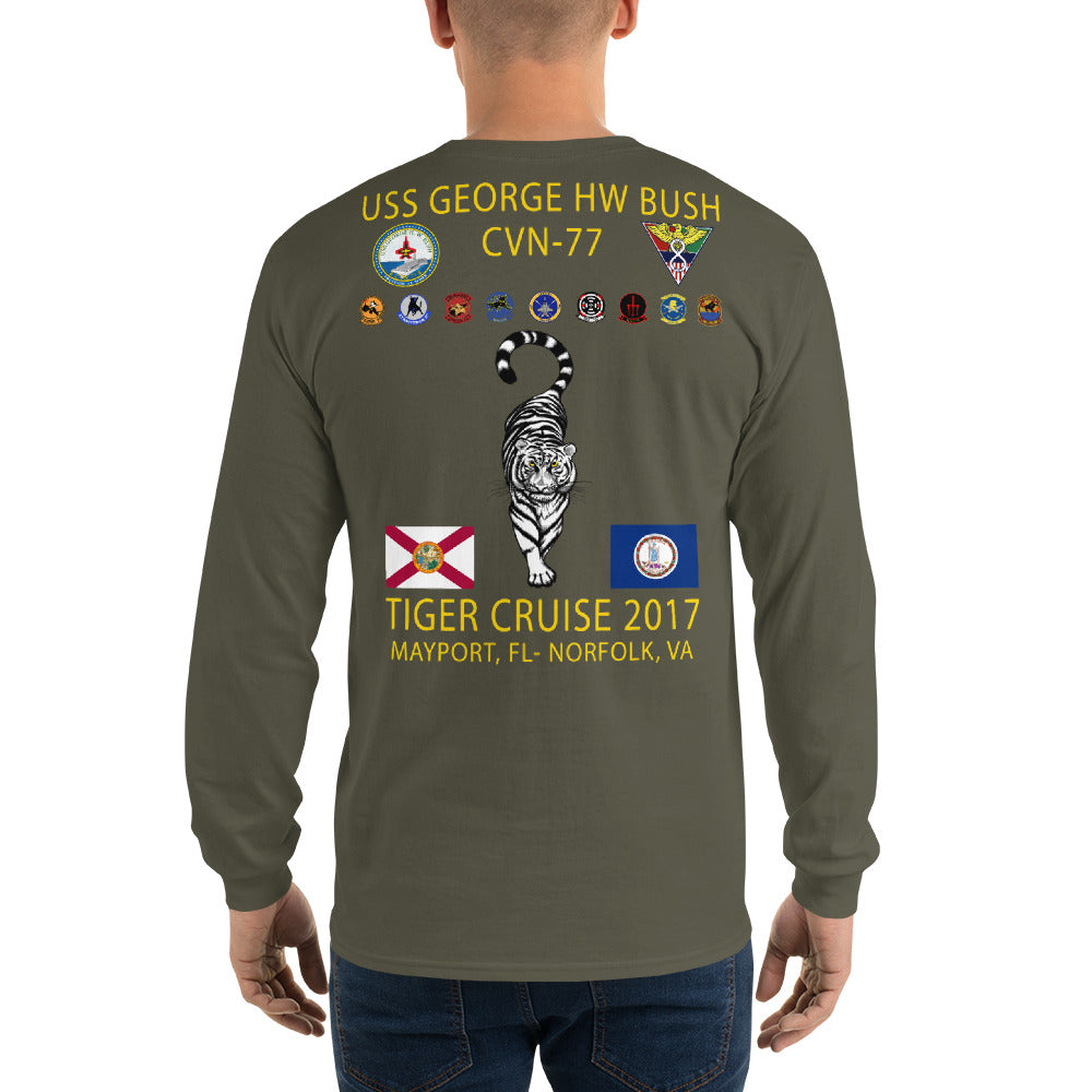 USS George H.W. Bush (CVN-77) 2017 Long Sleeve Tiger Cruise Shirt