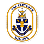 USS Fletcher (DD-992) Ship's Crest Vinyl Sticker
