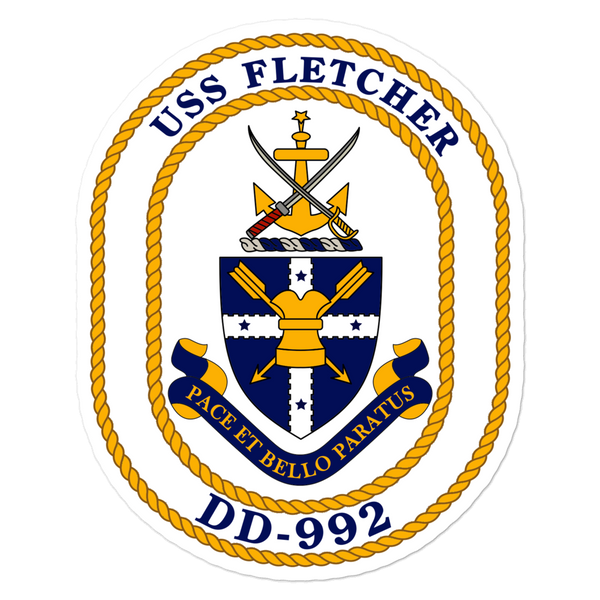 USS Fletcher (DD-992) Ship's Crest Vinyl Sticker