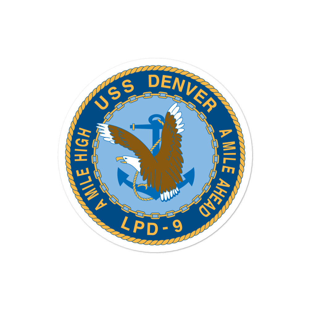 USS Denver (LPD-9) Ship's Crest Vinyl Sticker