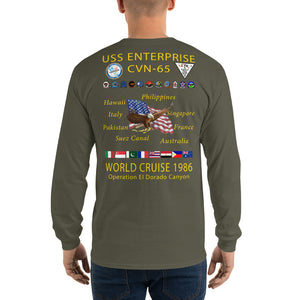USS Enterprise (CVN-65) 1986 Long Sleeve Cruise Shirt