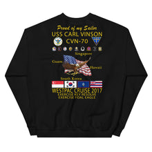 Load image into Gallery viewer, USS Carl Vinson (CVN-70) 2017 Cruise Sweatshirt - FAMILY