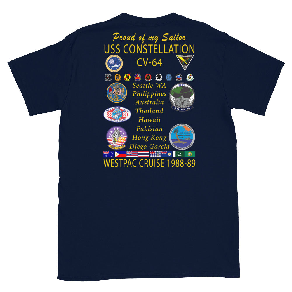 USS Constellation (CV-64) 1988-89 "Patched Out" Cruise Shirt - FAMILY