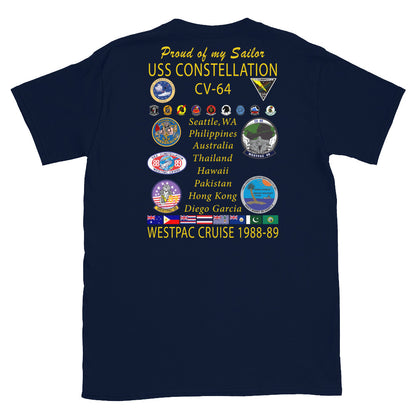 USS Constellation (CV-64) 1988-89 "Patched Out" Cruise Shirt - FAMILY