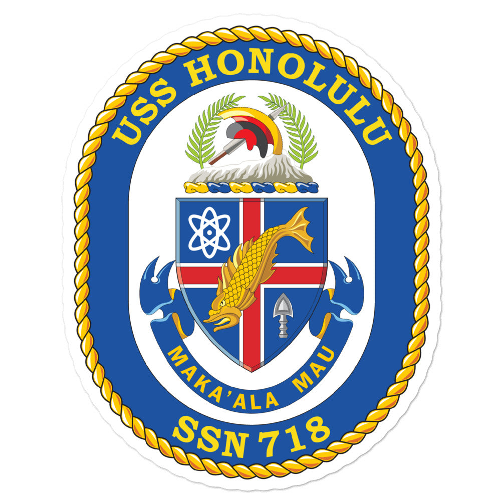 USS Honolulu (SSN-718) Ship's Crest Vinyl Sticker
