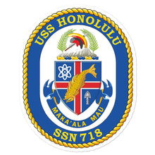 Load image into Gallery viewer, USS Honolulu (SSN-718) Ship&#39;s Crest Vinyl Sticker