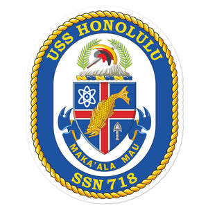 USS Honolulu (SSN-718) Ship's Crest Vinyl Sticker
