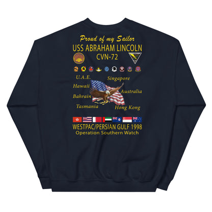 USS Abraham Lincoln (CVN-72) 1998 Cruise Sweatshirt - Family