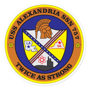 USS Alexandria (SSN-757) Ship's Crest Vinyl Sticker