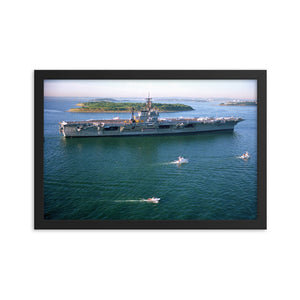 USS John F. Kennedy (CV-67) Framed Ship Photo - Boston Harbor