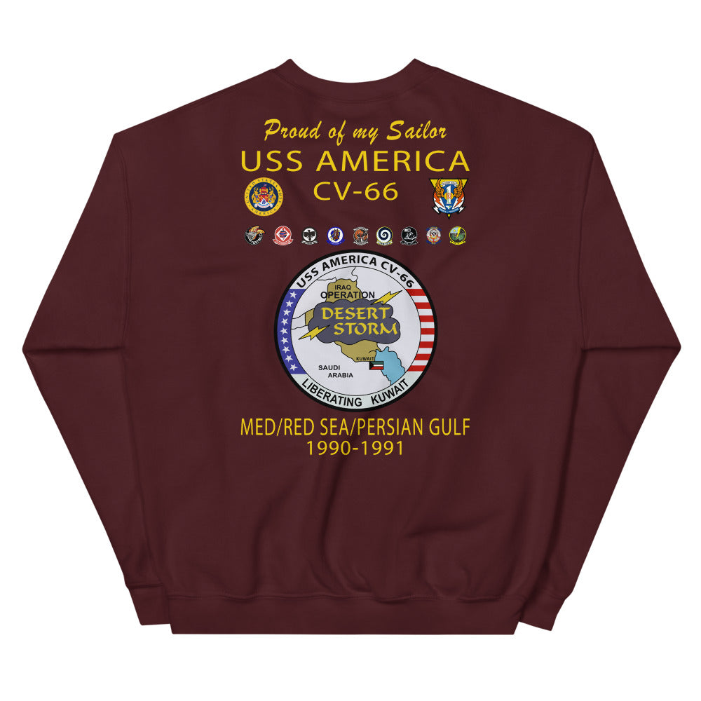 USS America (CV-66) 1990-91 Cruise Sweatshirt ver 2 - FAMILY