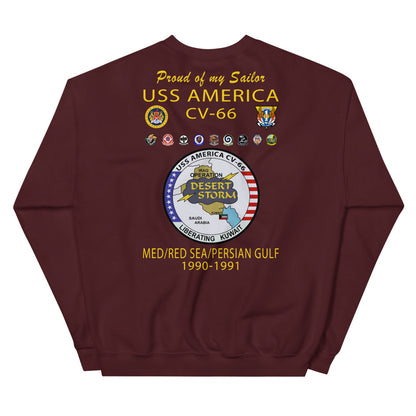 USS America (CV-66) 1990-91 Cruise Sweatshirt ver 2 - FAMILY