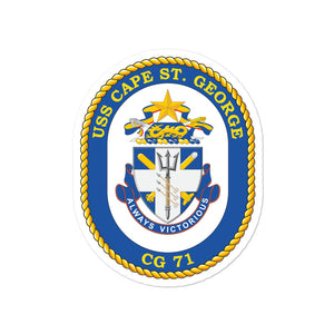 USS Cape St. George (CG-71) Ship's Crest Vinyl Stickers