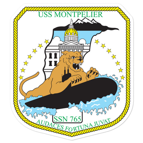 USS Montpelier (SSN-765) Ship's Crest Vinyl Sticker