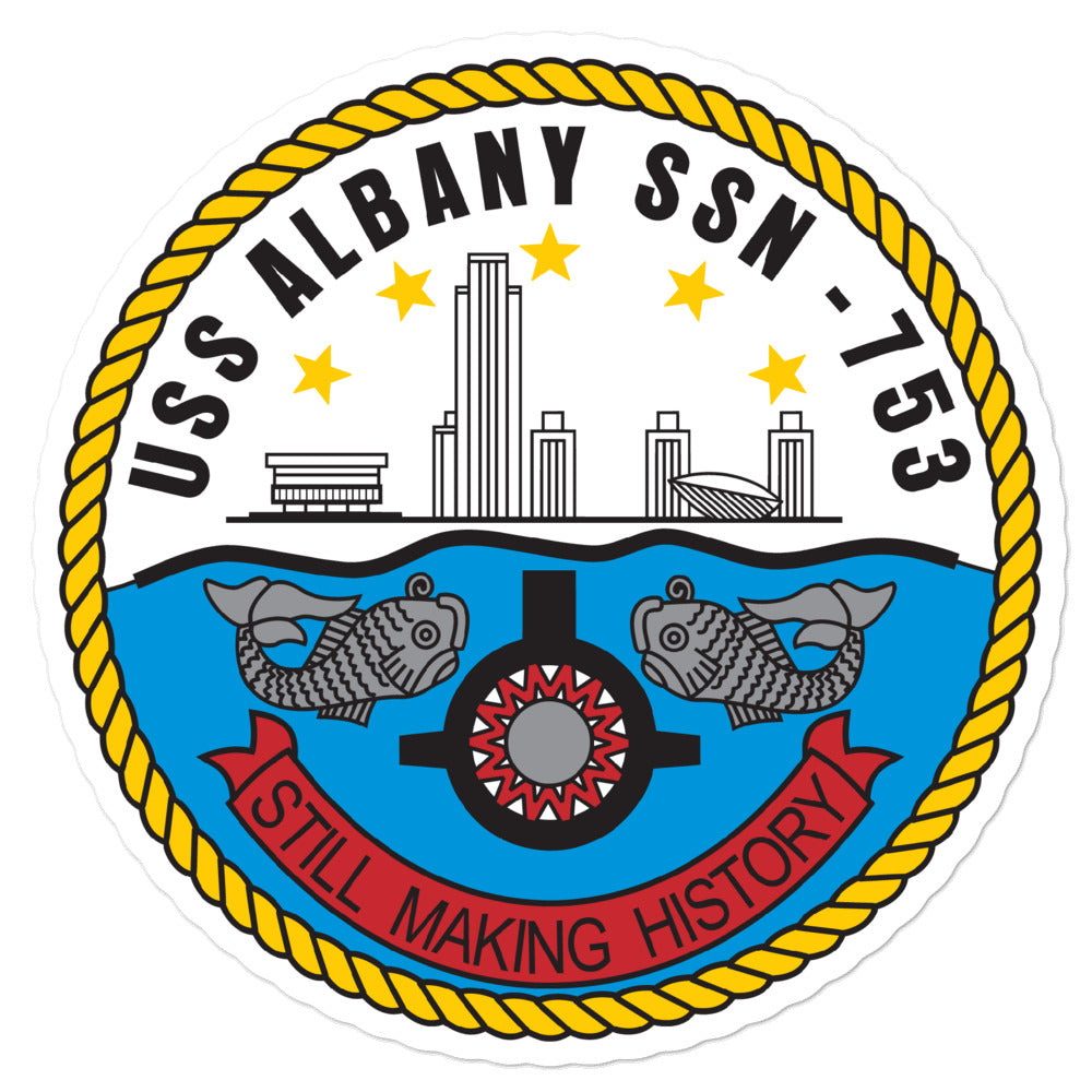 USS Albany (SSN-753) Ship's Crest Vinyl Sticker