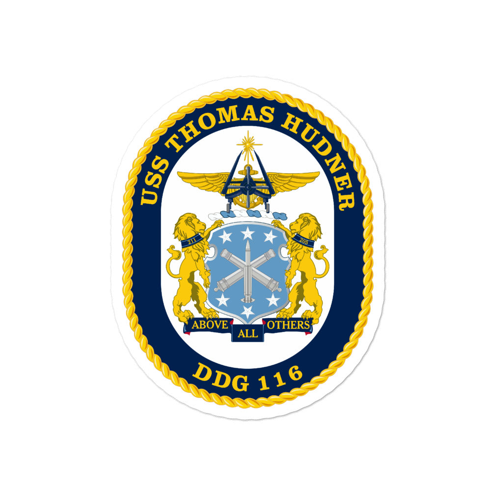 USS Thomas Hudner (DDG-116) Ship's Crest Vinyl Sticker