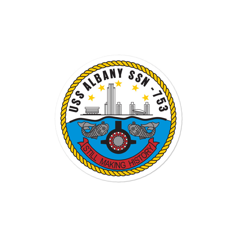 USS Albany (SSN-753) Ship's Crest Vinyl Sticker