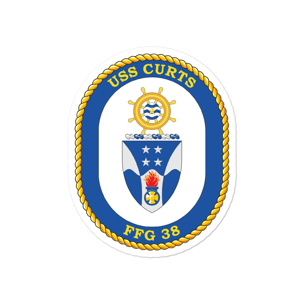 USS Curts (FFG-38) Ship's Crest Vinyl Sticker