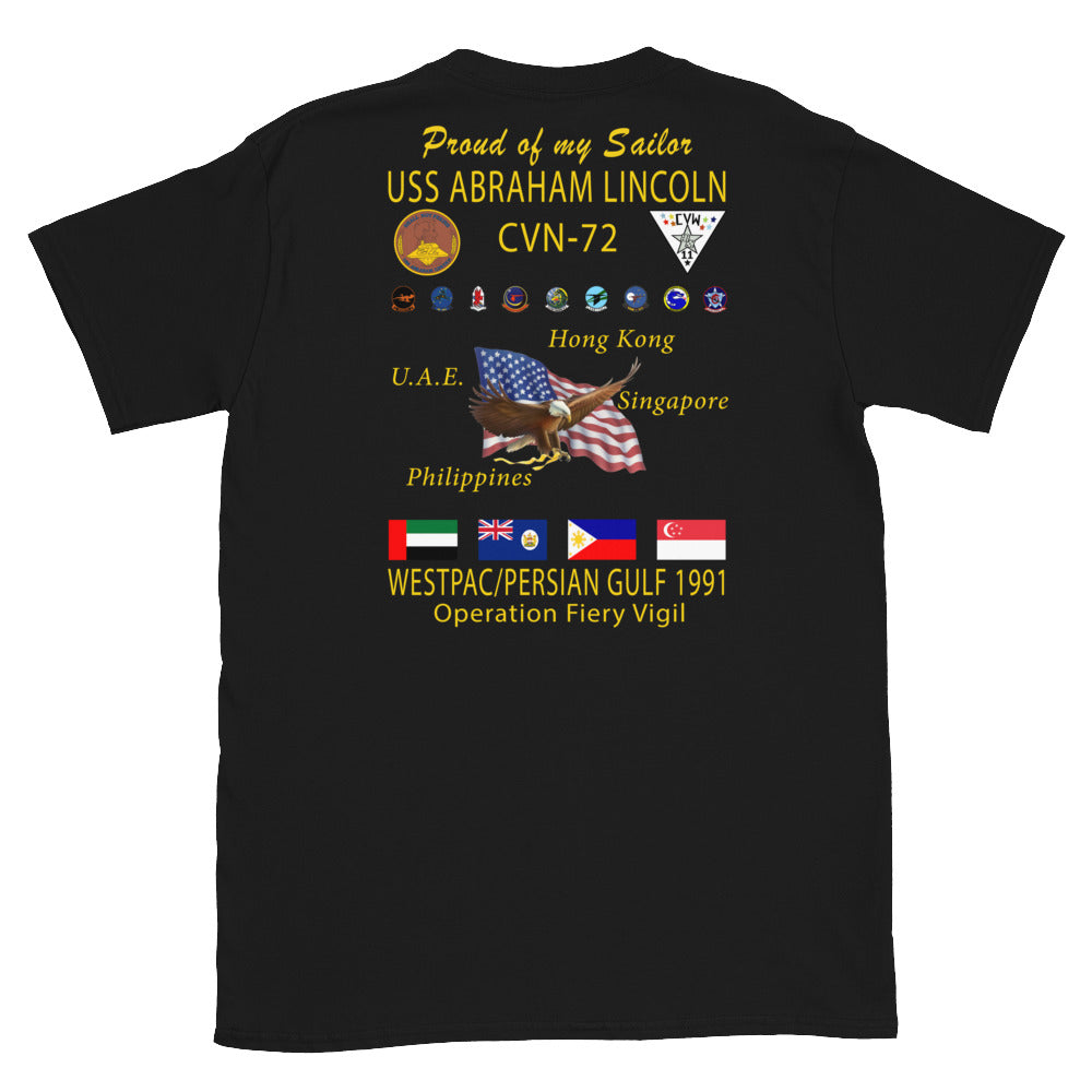 USS Abraham Lincoln (CVN-72) 1991 Cruise Shirt - FAMILY