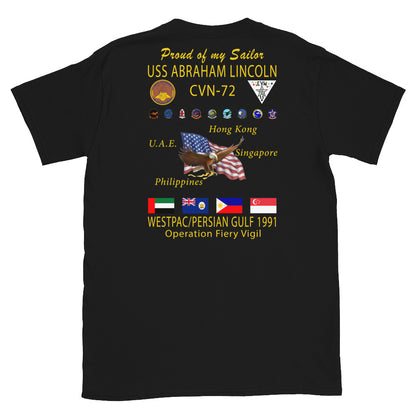 USS Abraham Lincoln (CVN-72) 1991 Cruise Shirt - FAMILY