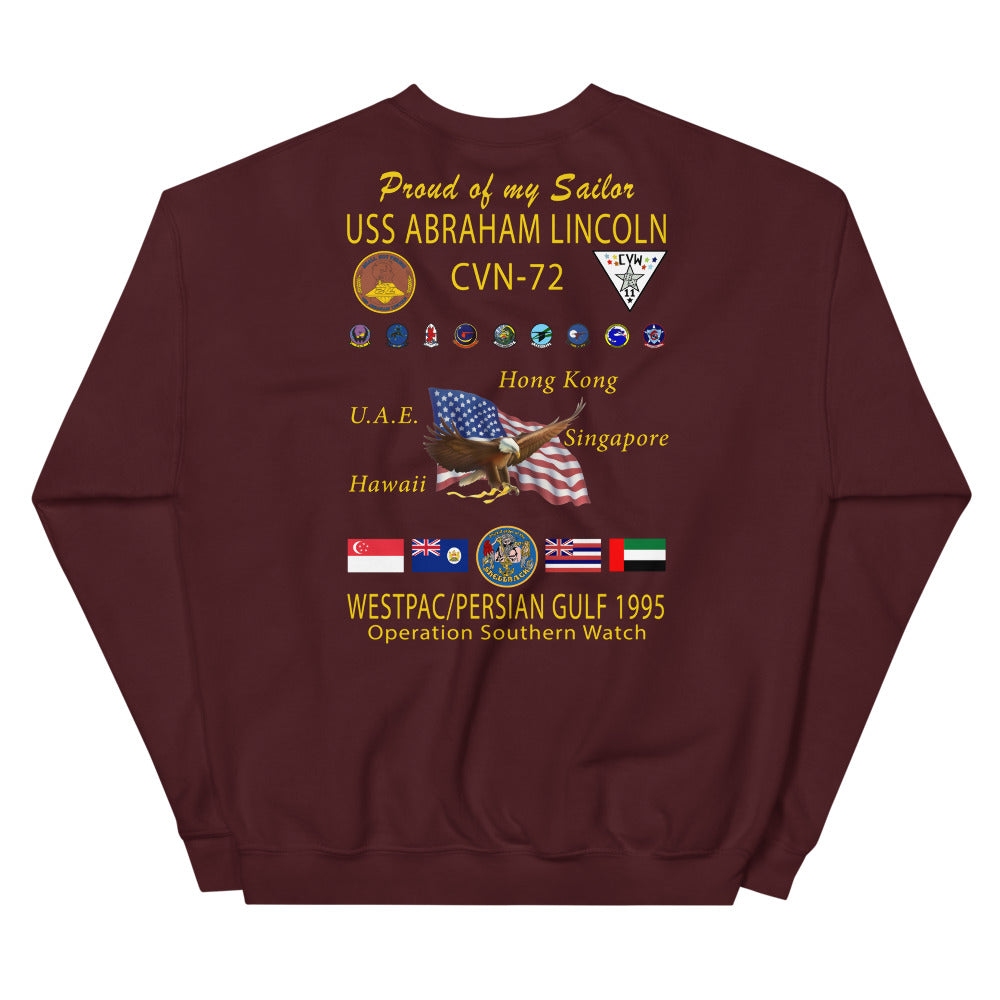 USS Abraham Lincoln (CVN-72) 1995 Cruise Sweatshirt - FAMILY