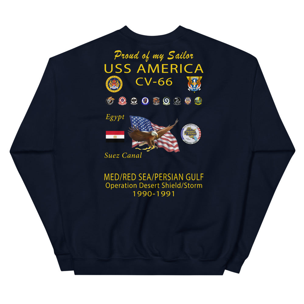 USS America (CV-66) 1990-91 Cruise Sweatshirt ver 1 - FAMILY