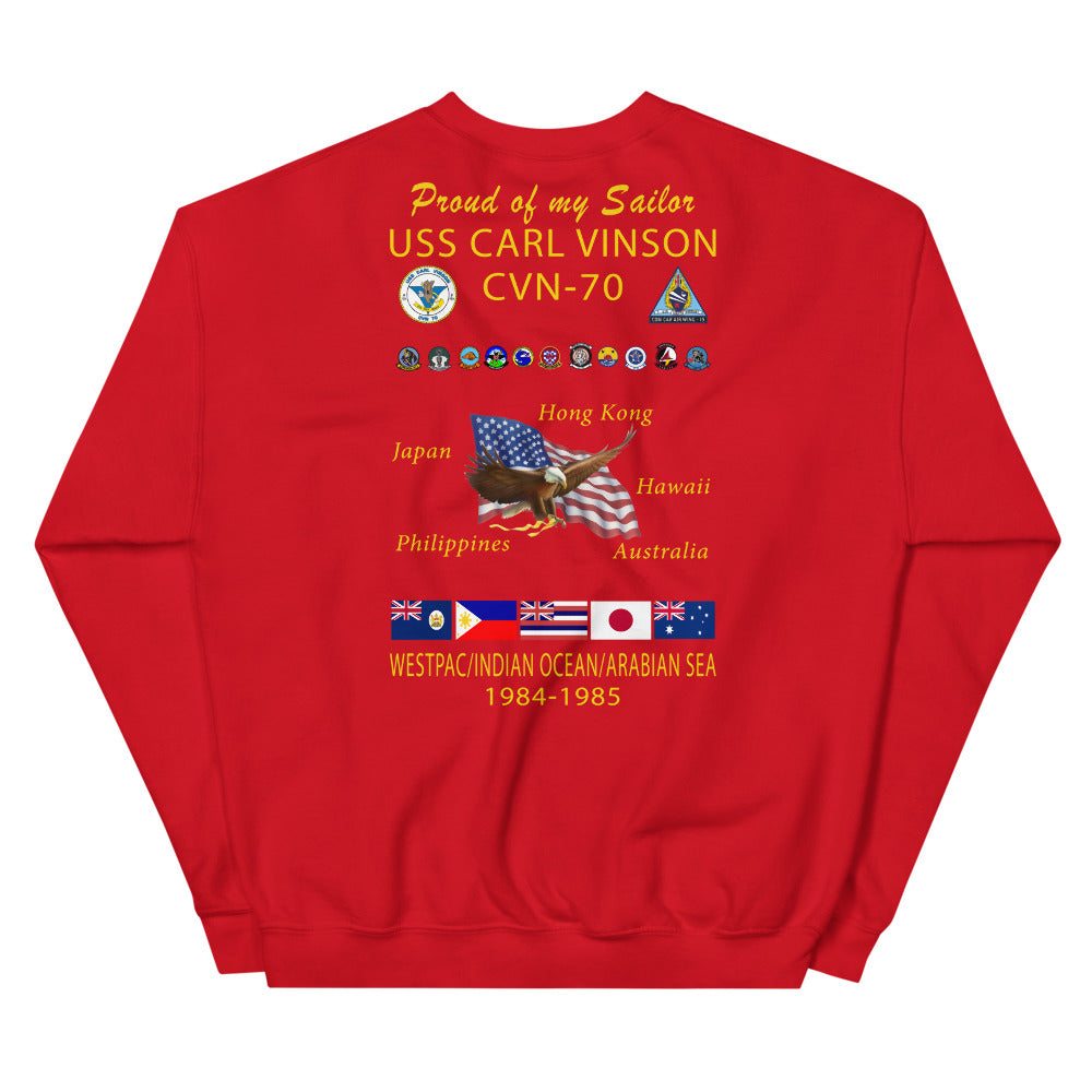 USS Carl Vinson (CVN-70) 1984-85 Cruise Sweatshirt - Family