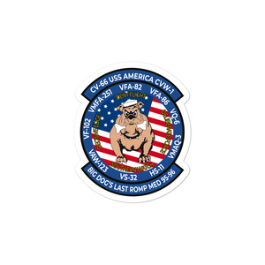 USS America (CV-66) Big Dog's Last Romp 1995-96 Vinyl Sticker