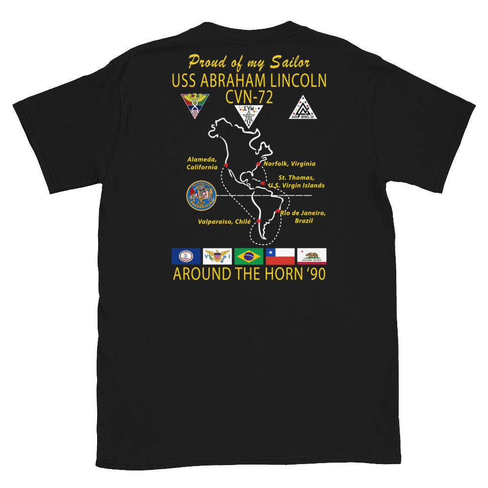 USS Abraham Lincoln (CVN-72) 1990 Cruise Shirt - FAMILY