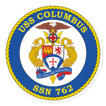 Load image into Gallery viewer, USS Columbus (SSN-762) Ship&#39;s Crest Vinyl Sticker