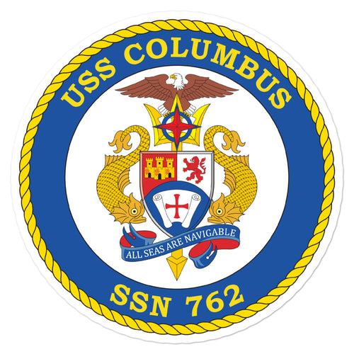 USS Columbus (SSN-762) Ship's Crest Vinyl Sticker