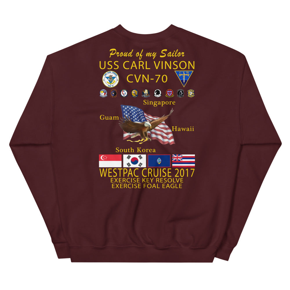 USS Carl Vinson (CVN-70) 2017 Cruise Sweatshirt - FAMILY