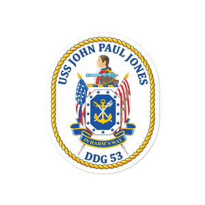USS John Paul Jones (DDG-53) Ship's Crest Vinyl Sticker