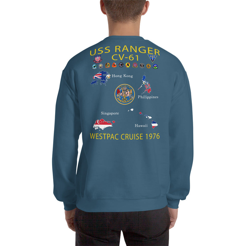 USS Ranger (CV-61) 1976 Cruise Sweatshirt - Map