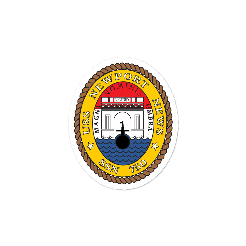 USS Newport News (SSN-750) Ship's Crest Vinyl Sticker