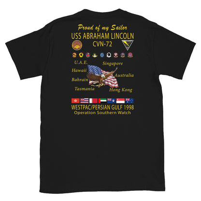 USS Abraham Lincoln (CVN-72) 1998 Cruise Shirt - Family