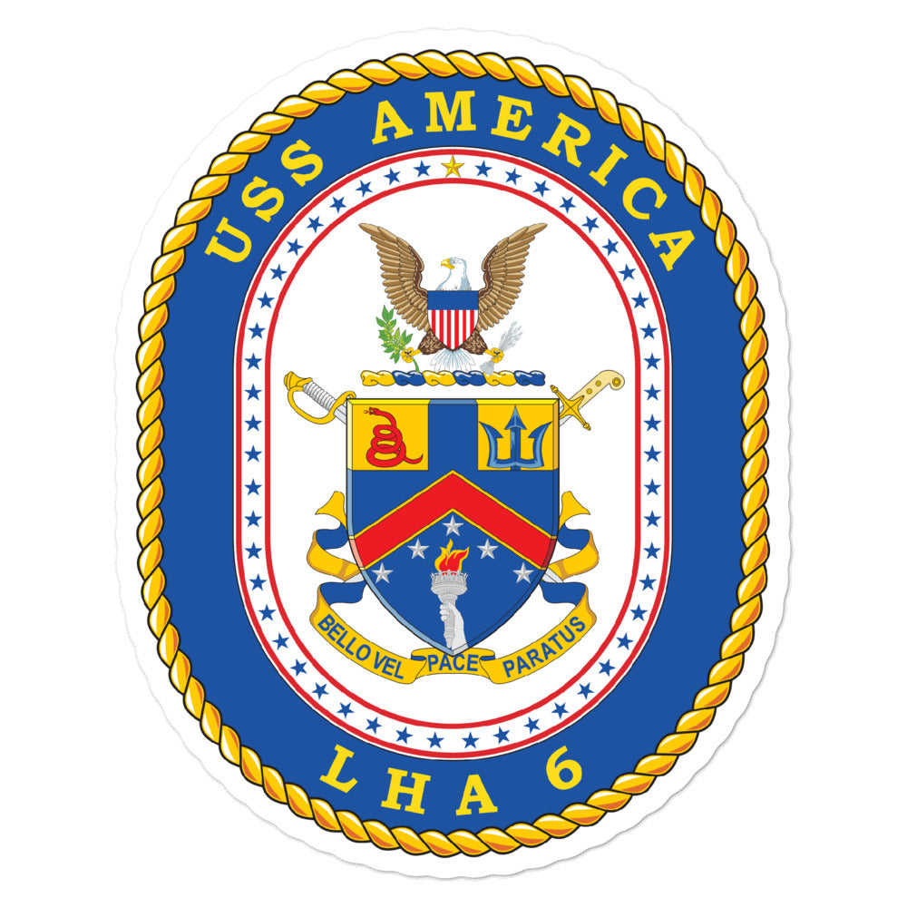 USS America (LHA-6) Ship's Crest Vinyl Sticker