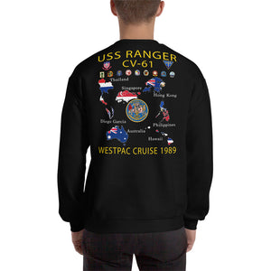 USS Ranger (CV-61) 1989 Cruise Sweatshirt - Map