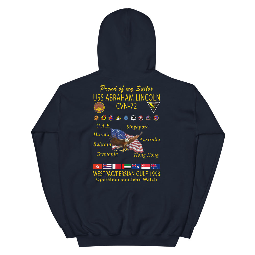 USS Abraham Lincoln (CVN-72) 1998 Cruise Hoodie - Family