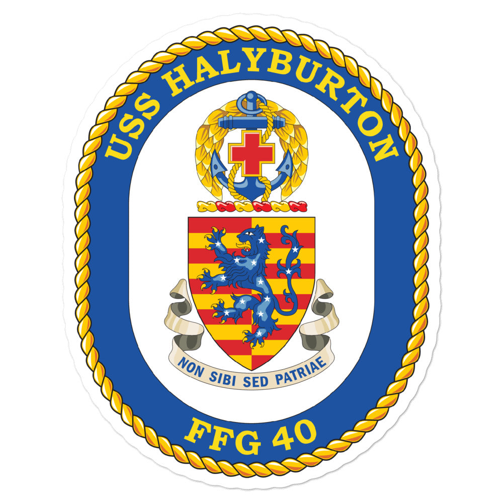 USS Halyburton (FFG-40) Ship's Crest Vinyl Sticker