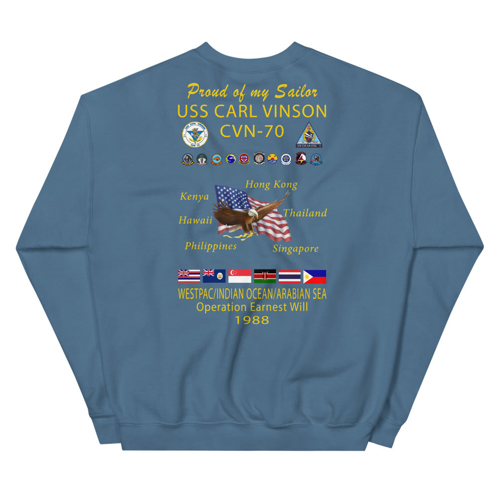 USS Carl Vinson (CVN-70) 1988 Cruise Sweatshirt - Family