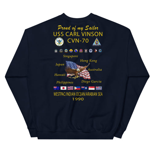 USS Carl Vinson (CVN-70) 1990 Cruise Sweatshirt - Family