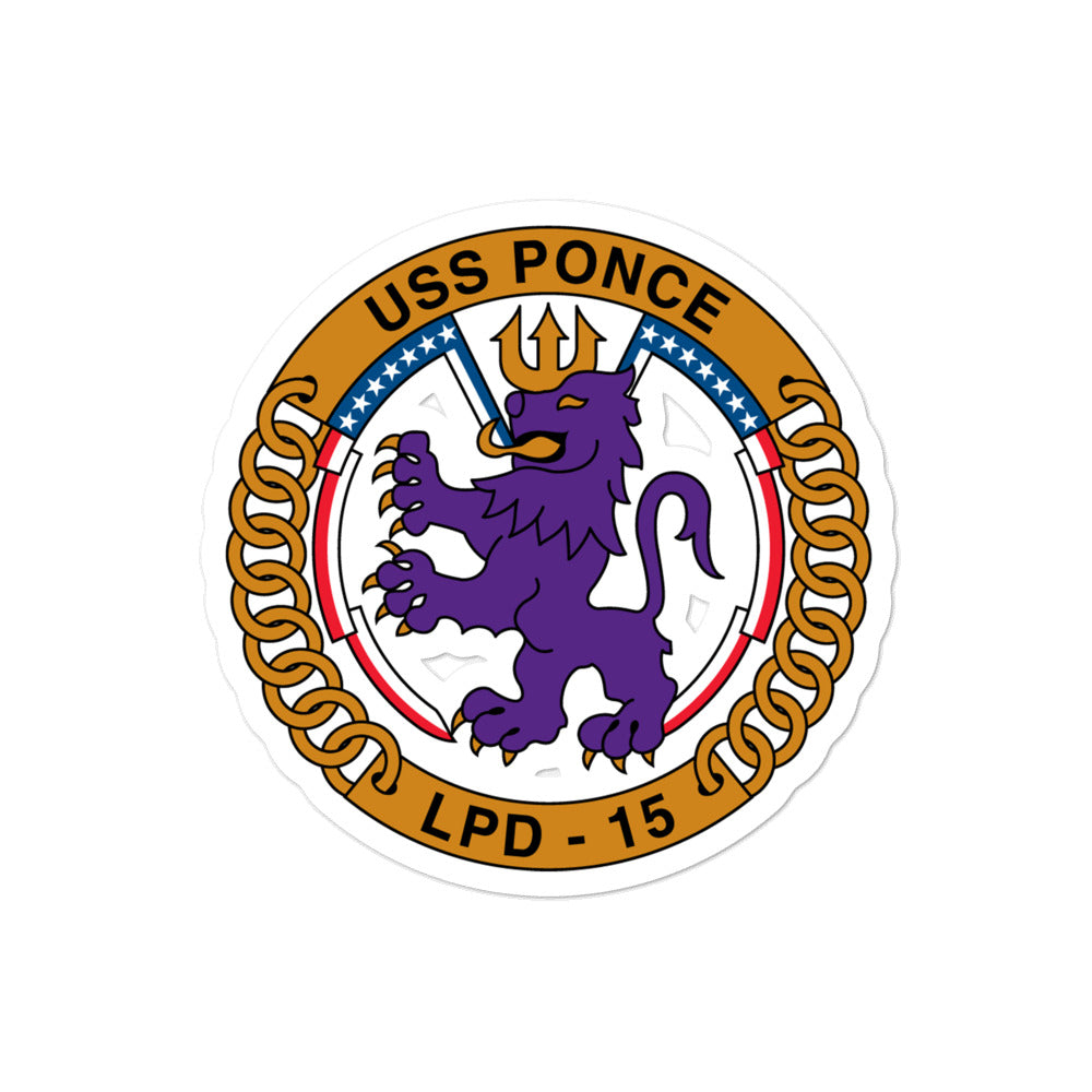 USS Ponce (LPD-15) Ship's Crest Vinyl Sticker