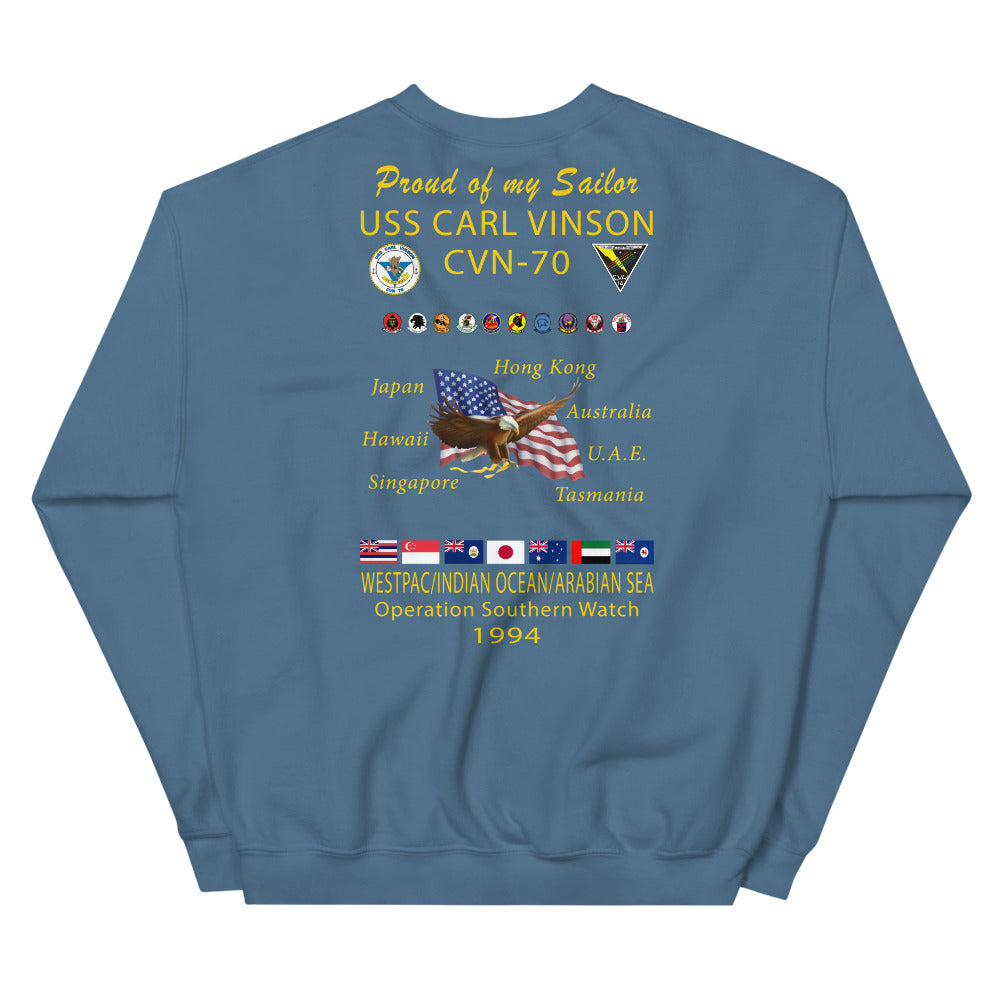 USS Carl Vinson (CVN-70) 1994 Cruise Sweatshirt - Family